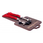 Металлические зажимы на соски с красными замшевыми кисточками - Crazy Handmade - купить с доставкой в Красногорске