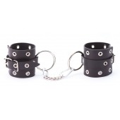 Черные кожаные наручники с люверсами - Crazy Handmade - купить с доставкой в Красногорске