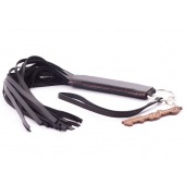 Черная кожаная плеть с удобной ручкой - 50 см. - Crazy Handmade - купить с доставкой в Красногорске