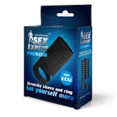 Черная открытая насадка на пенис с кольцом для мошонки XXXL-size - 9,9 см. - Sex Expert - в Красногорске купить с доставкой