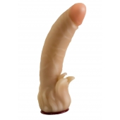 Телесная гелевая насадка-фаллос с клиторальными лепестками - 18,5 см. - LOVETOY (А-Полимер) - купить с доставкой в Красногорске
