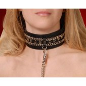 Чёрный ошейник с цепочками и поводком - Sitabella - купить с доставкой в Красногорске