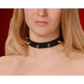 Узкий чёрный ошейник с шипами - Sitabella - купить с доставкой в Красногорске