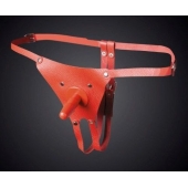 Красные кожаные универсальные трусики со штырьком для насадок - Sitabella - купить с доставкой в Красногорске