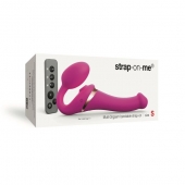 Ярко-розовый безремневой страпон Multi Orgasm Size S с клиторальной стимуляцией - Strap-on-me - купить с доставкой в Красногорске