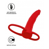 Красная насадка на пенис для двойного проникновения Black Red - 16,5 см. - ToyFa - купить с доставкой в Красногорске