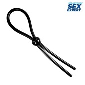 Черное силиконовое лассо с шариком для утяжки - Sex Expert - в Красногорске купить с доставкой