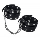 Черные кожаные однослойные оковы с люверсами - Pecado - купить с доставкой в Красногорске