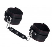 Черные кожаные однослойные оковы с контрастной строчкой - Pecado - купить с доставкой в Красногорске