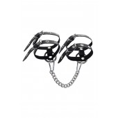 Черные однослойные кожаные оковы из двух ремешков - Pecado - купить с доставкой в Красногорске