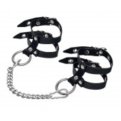 Черные однослойные кожаные оковы из двух ремешков - Pecado - купить с доставкой в Красногорске