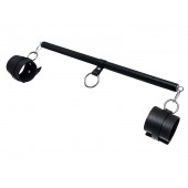 Черная распорка для ног с кожаными манжетами - Pecado - купить с доставкой в Красногорске