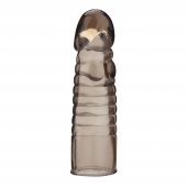 Дымчатая насадка-удлинитель Ribbed Realistic Penis Enhancing Sleeve Extension - 15,2 см. - BlueLine - в Красногорске купить с доставкой