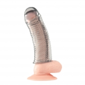 Текстурированная насадка на пенис Clear Textured Penis Enhancing Sleeve Extension - 16,5 см. - BlueLine - в Красногорске купить с доставкой