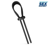 Черный ремень-лассо для усиления эрекции - Sex Expert - в Красногорске купить с доставкой