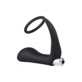 Черное эрекционное кольцо с вибропробкой Vibrating Anal Plug With Cockring - Dream Toys - в Красногорске купить с доставкой