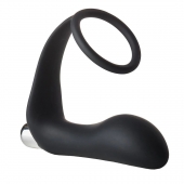Черное эрекционное кольцо с вибропробкой Vibrating Anal Plug With Cockring - Dream Toys - в Красногорске купить с доставкой