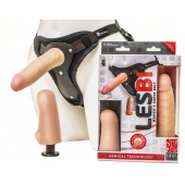 Телесный страпон Harness LESBI с вагинальной пробкой - 16,5 см. - LOVETOY (А-Полимер) - купить с доставкой в Красногорске