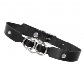 Черный кожаный ошейник со связанными кольцами - Pecado - купить с доставкой в Красногорске
