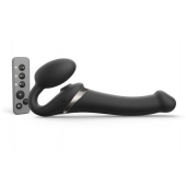 Черный безремневой страпон Multi Orgasm Size M с клиторальной стимуляцией - Strap-on-me - купить с доставкой в Красногорске
