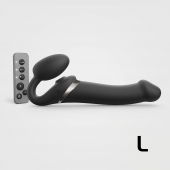 Черный безремневой страпон Multi Orgasm Size L с клиторальной стимуляцией - Strap-on-me - купить с доставкой в Красногорске