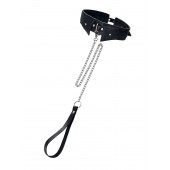 Черный кожаный ошейник-воротник с поводком - Pecado - купить с доставкой в Красногорске