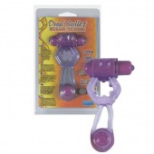 Фиолетовое эрекционное кольцо с вибропулей и стимулирующим хвостиком - Seven Creations - в Красногорске купить с доставкой