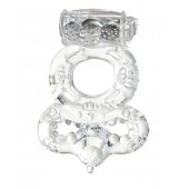 Прозрачное эрекционное кольцо с вибратором  и подхватом - Toyfa Basic - в Красногорске купить с доставкой