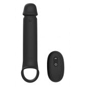 Черная насадка-удлинитель с вибрацией Vibrating Extender With Remote - Dream Toys - в Красногорске купить с доставкой