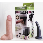 Страпон-унисекс с двумя насадками UNI strap 7  Harness - 19 и 16 см. - LOVETOY (А-Полимер) - купить с доставкой в Красногорске