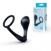 Черное эрекционное кольцо со стимулятором простаты Ringer Cock Ring   Plug - b-Vibe - в Красногорске купить с доставкой