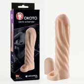 Телесная насадка-удлинитель Okoto со спиралевидным рельефом - 16 см. - Sitabella - в Красногорске купить с доставкой