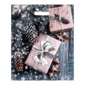 Новогодний пакет с принтом в виде подарков и вырубной ручкой (45х38 см) - Сима-Ленд - купить с доставкой в Красногорске