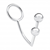 Кольцо на пенис с анальным стимулятором Two Bead Stainless Steel Anal Hook   Cock Ring - BlueLine - в Красногорске купить с доставкой