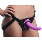 Лиловый поясной страпон Navigator Silicone G-Spot Dildo with Harness - 17,8 см. - XR Brands - купить с доставкой в Красногорске