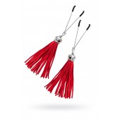 Зажимы на соски «Вилки» с красными кисточками из замши - Pecado - купить с доставкой в Красногорске