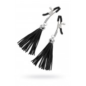 Зажимы на соски «Прищепки» с черными кисточками из замши - Pecado - купить с доставкой в Красногорске