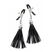 Зажимы на соски «Прищепки» с черными кисточками из замши - Pecado - купить с доставкой в Красногорске