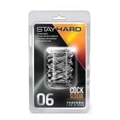 Прозрачная насадка с объёмными чёрточками STAY HARD COCK SLEEVE 06 CLEAR - Blush Novelties - в Красногорске купить с доставкой