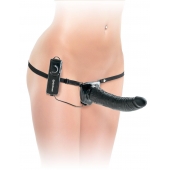Черный страпон с вагинальной пробкой Deluxe Vibrating Penetrix Strap-On - 19 см. - Pipedream - купить с доставкой в Красногорске