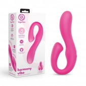 Розовый вибромассажер с клиторальным отростком Harmony Vibe - 16,8 см. - Together Toy