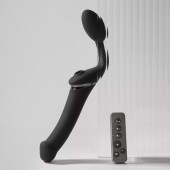 Черный безремневой вибрострапон Strap-On-Me Multi Orgasm Size XL - Strap-on-me - купить с доставкой в Красногорске