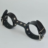 Черные кожаные наручники-фиксатор - Sitabella - купить с доставкой в Красногорске