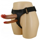 Темно-бежевый фаллопротез для двойного проникновения - 17,5 см. - Baile - купить с доставкой в Красногорске