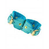 Голубые двуслойные кожаные наручники-браслеты - Pecado - купить с доставкой в Красногорске