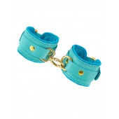 Голубые двуслойные кожаные наручники-браслеты - Pecado - купить с доставкой в Красногорске