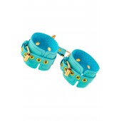 Голубые однослойные кожаные наручники - Pecado - купить с доставкой в Красногорске