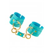 Голубые однослойные кожаные наручники - Pecado - купить с доставкой в Красногорске