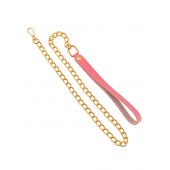 Розовый кожаный поводок с карабином для ошейника - 80 см. - Pecado - купить с доставкой в Красногорске