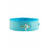 Голубой двуслойный кожаный ошейник с подкладкой из фетра - Pecado - купить с доставкой в Красногорске